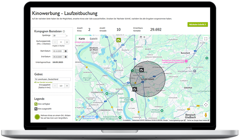 Kinowerbung in Leverkusen