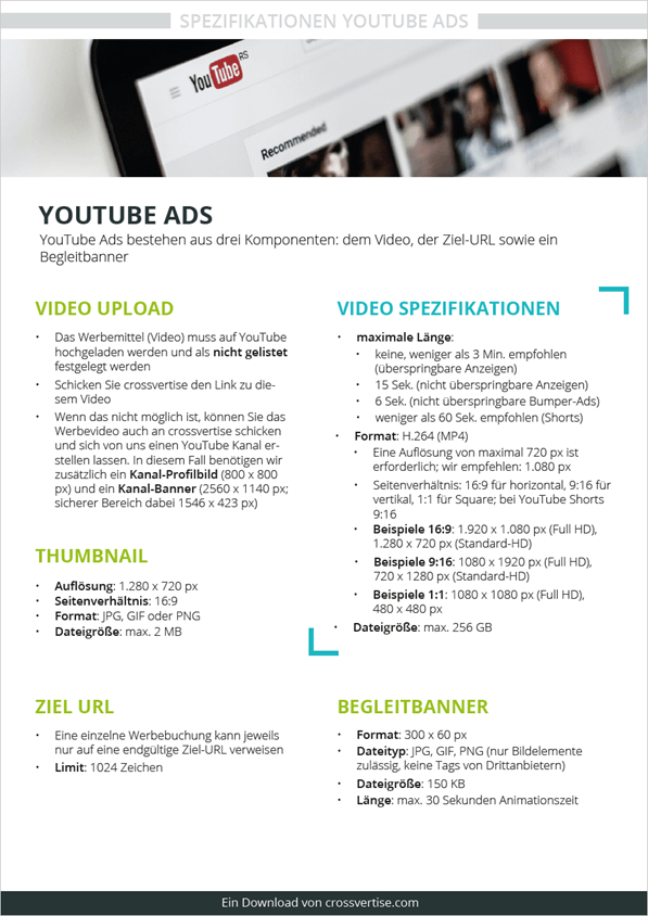 Spezifikation YouTube Ads