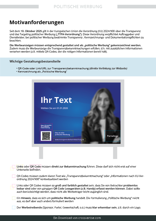 Spezifikationen für Politische Werbung