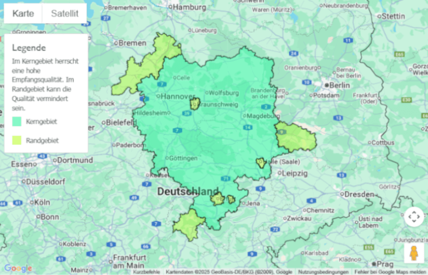 Sendegebiet 89.0 RTL