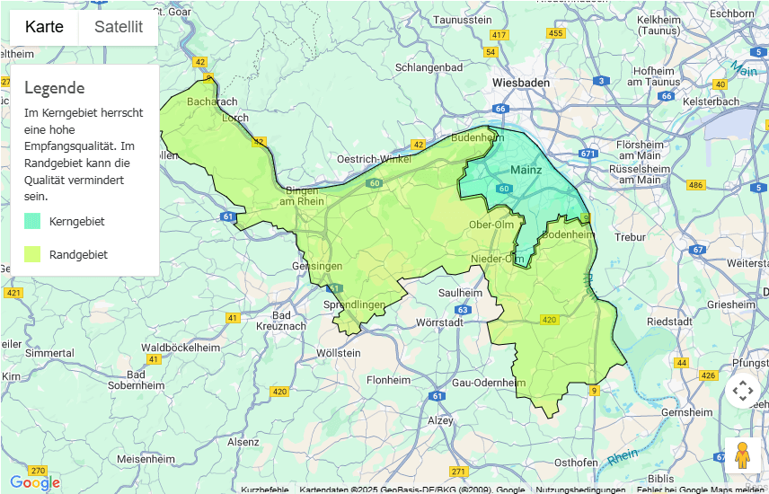 Sendegebiet Antenne Mainz