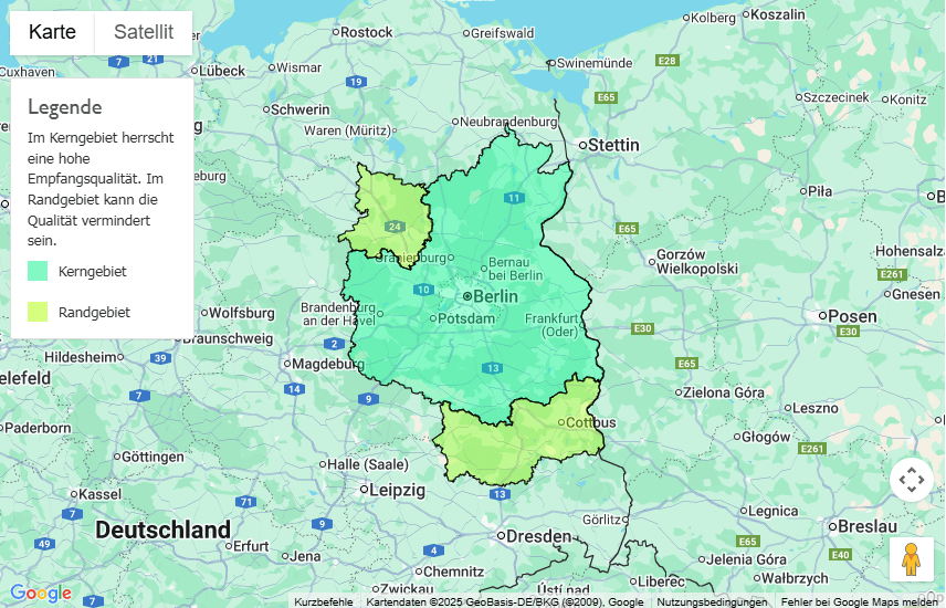 Sendegebiet Berliner Rundfunk 91.4