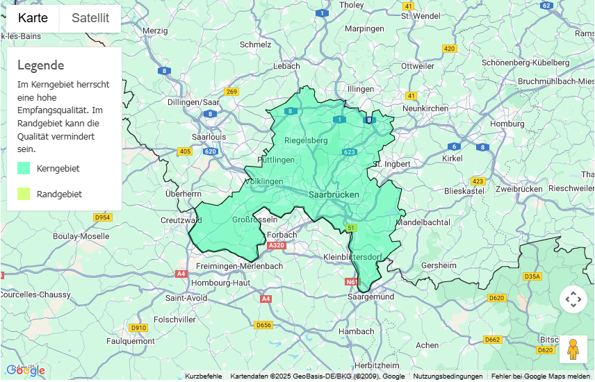 Sendegebiet CityRadio Saarbrücken