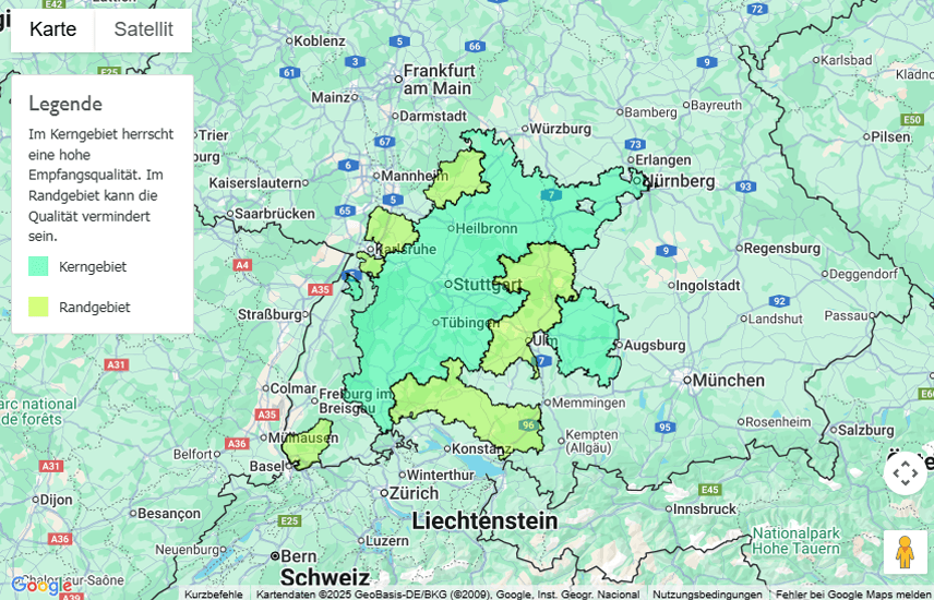 Sendegebiet Hitradio antenne 1