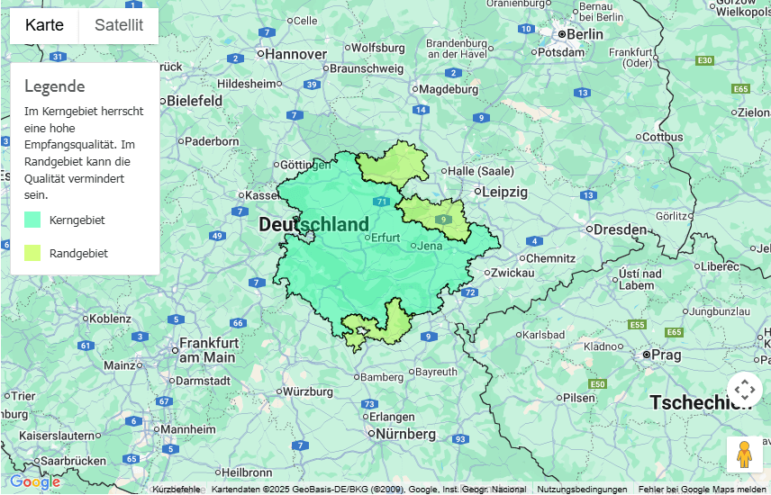 Sendegebiet LandesWelle Thüringen