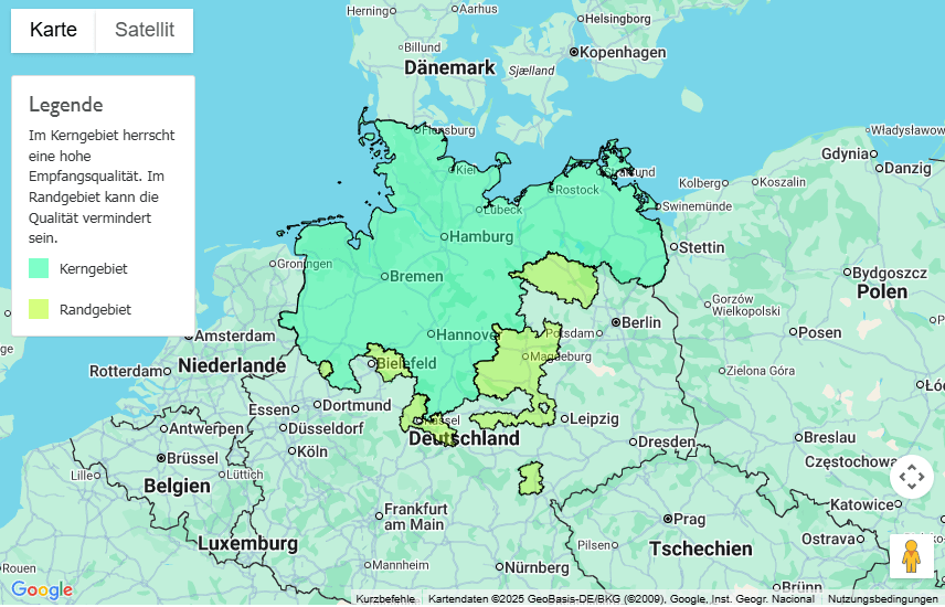 Sendegebiet NDR 2
