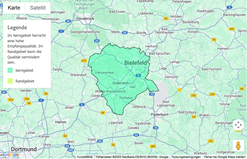 Sendegebiet Radio Bielefeld