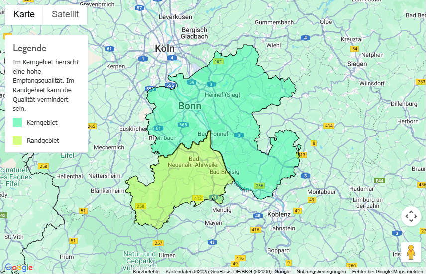 Sendegebiet Radio Bonn/Rhein-Sieg
