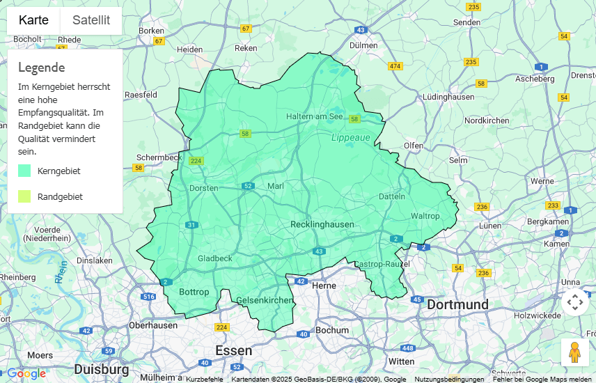 Sendegebiet Radio Emscher Lippe