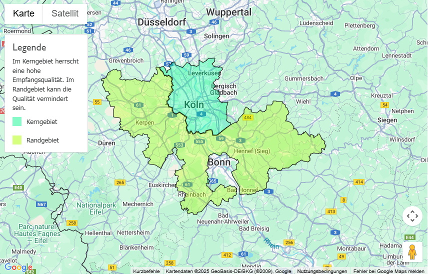 Sendegebiet Radio Köln