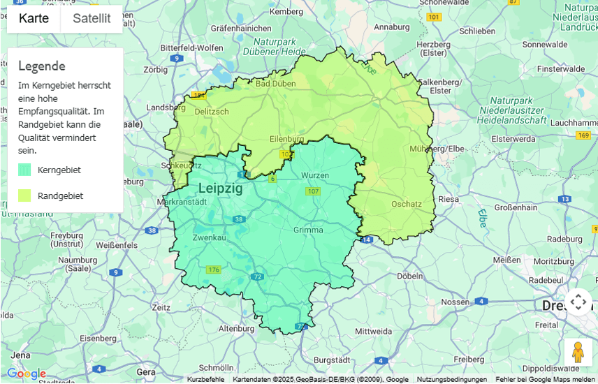 Sendegebiet Radio Leipzig