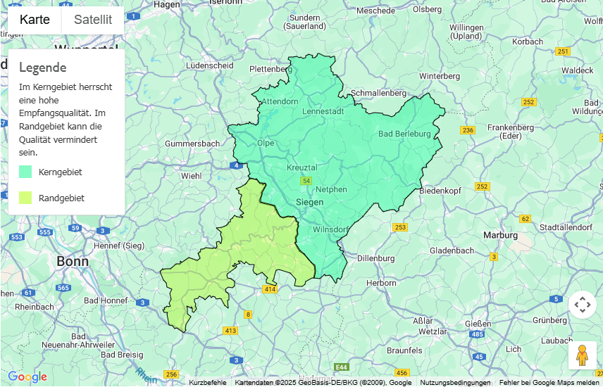 Sendegebiet Radio Siegen