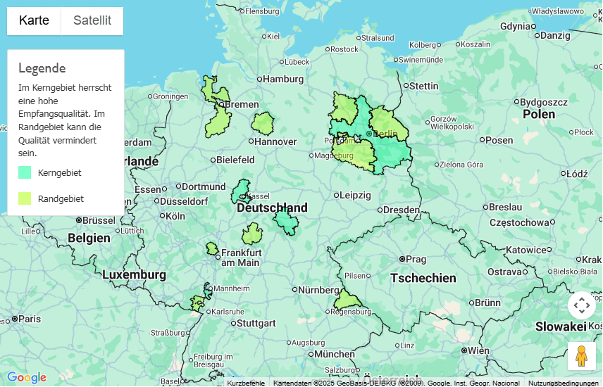 Sendegebiet Radio TEDDY