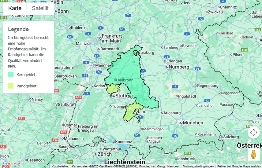 Sendegebiet Radio Ton