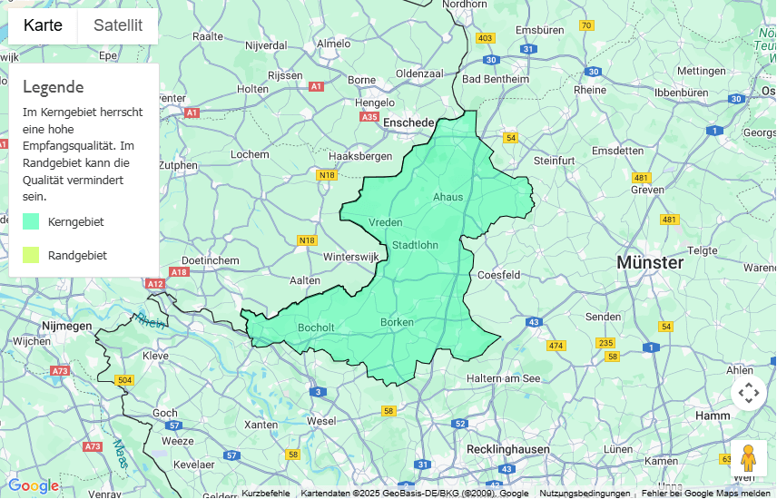 Sendegebiet Radio WMW