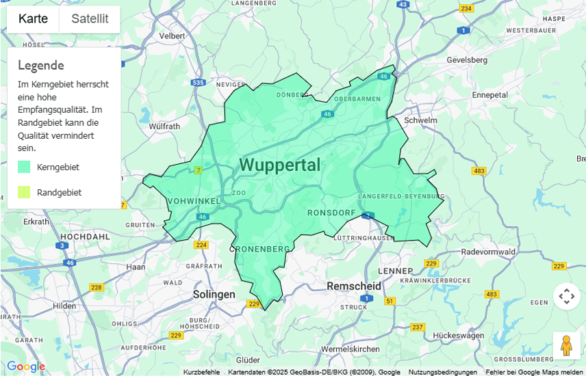 Sendegebiet Radio Wuppertal