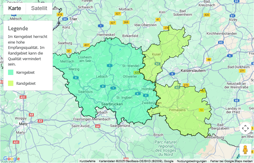 Sendegebiet SR 1 Europawelle
