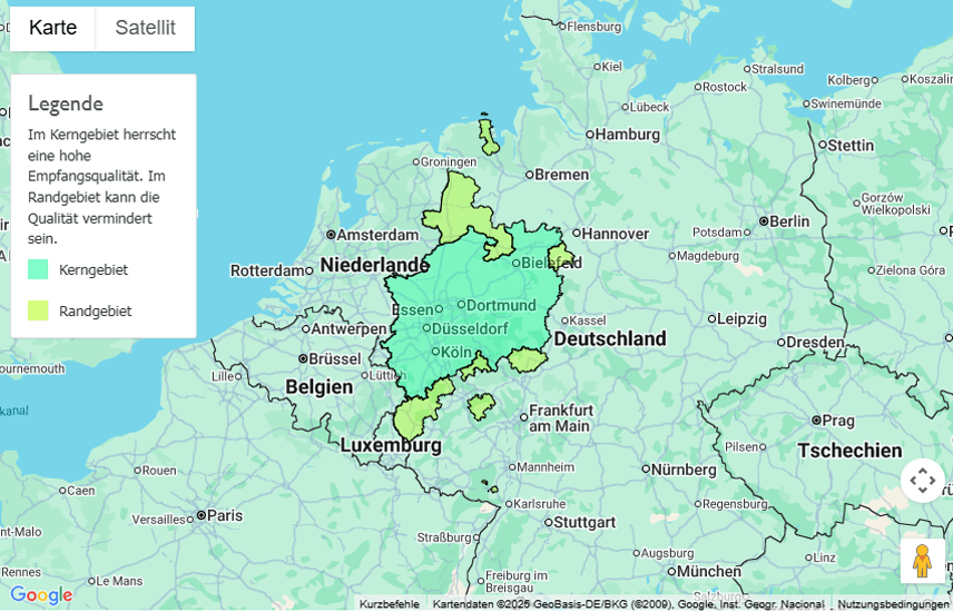 Sendegebiet WDR 2