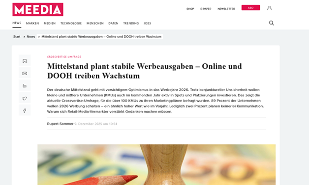 Das Bild für Meedia: Mittelstand plant stabile Werbeausgaben