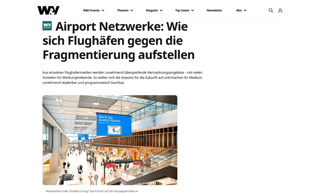 W&V:  Airport Netzwerke - Wie sich Flughäfen aufstellen