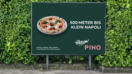 perDue GmbH / PINO Würzburg – Außenwerbung, die Appetit macht