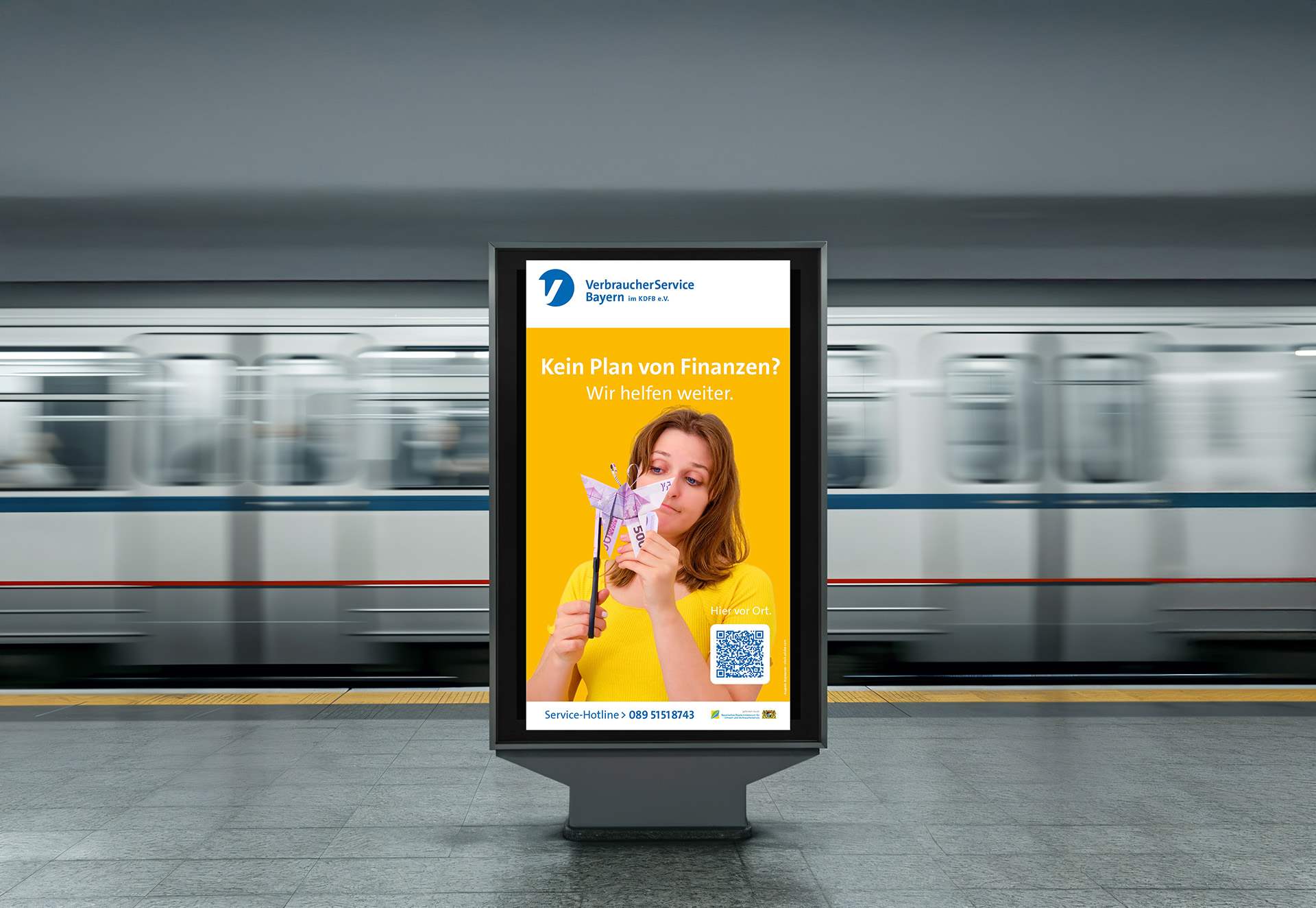 Mehr Plan von Finanzen - VerbraucherService Bayern im KDFB e. V. bewirbt Beratungsangebot mit DOOH